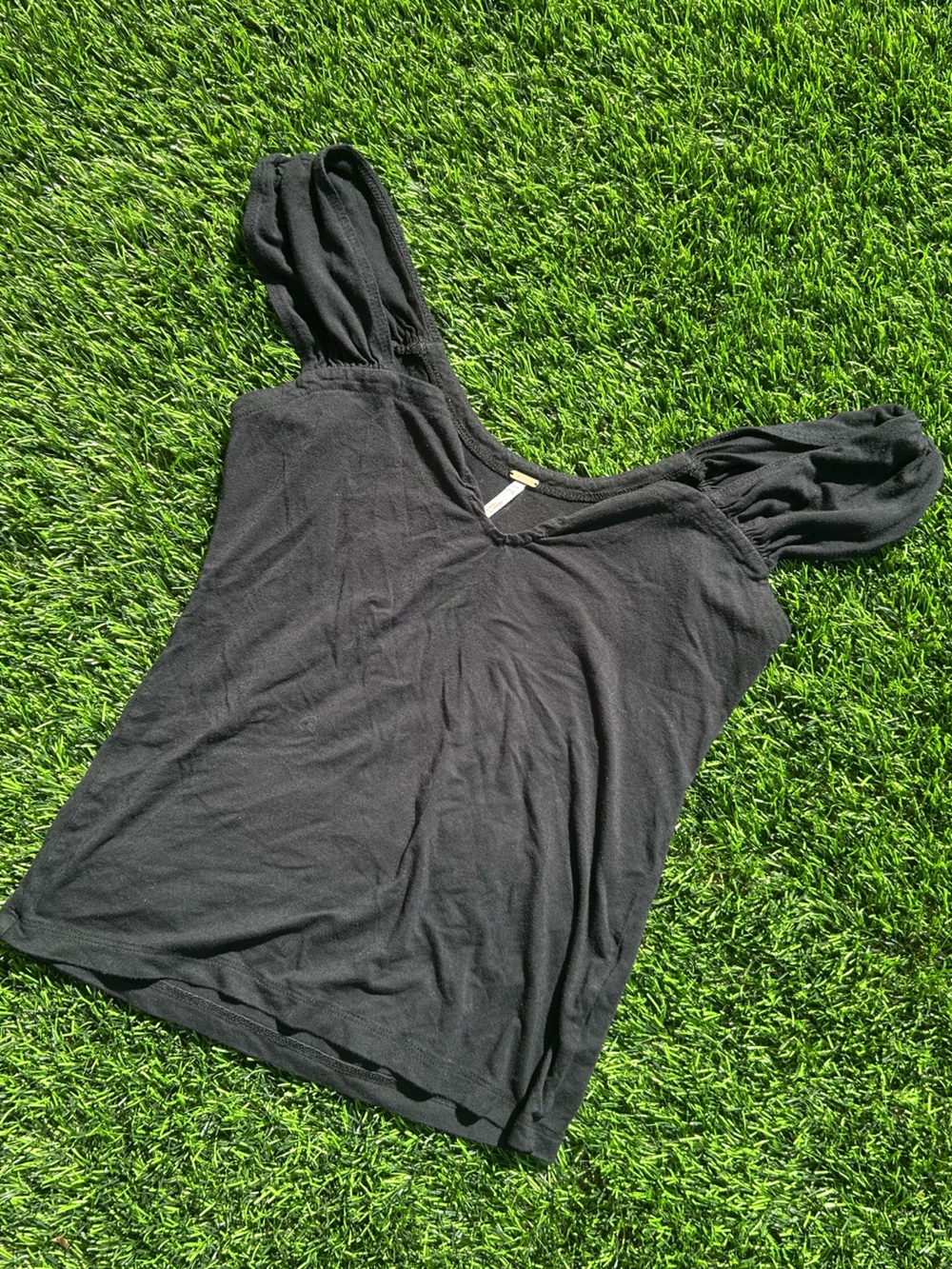 Free People Black Puff Sleeve Camisole Top